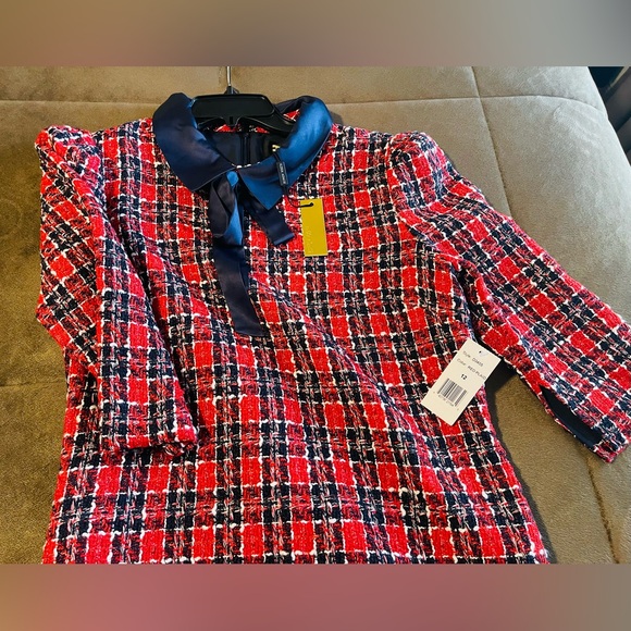 Brand New Alexia Admor Camilla Plaid Puff Sleeve Collarded Shealth Dress - Picture 12 of 12